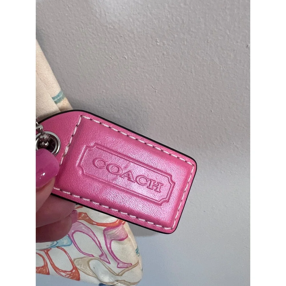 Coach Scribble Signature C Multi Color Canvas Crossbody Bag Pink White Small